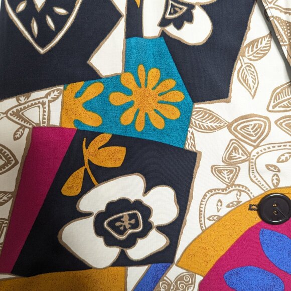 Vintage 80's Bright Geometric Pop Art Pattern Blazer Long Sleeve Pockets Floral - Picture 7 of 8